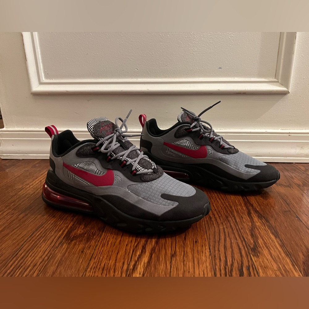 Nike Air Max 270 React Black Noble Red Grey Shoes (CT3135 001) Men's Size 10